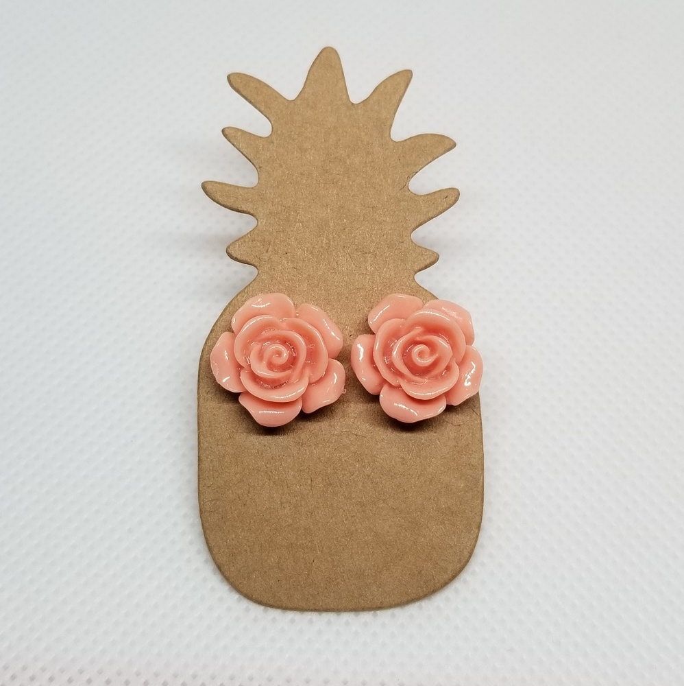 Cabochon Rose Post Earrings